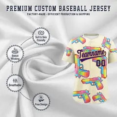 Cream Purple Graffiti Pattern Lightweight Baseball Jersey 3