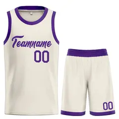 Cream Purple Heal Classic Sets Basketball Jersey