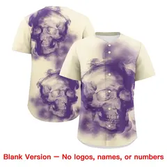 Cream Purple Old Gold Skeleton Graffiti Baseball Jersey 8