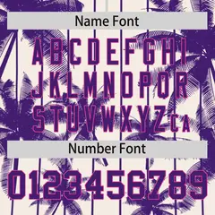 Cream Purple Pinstripe Coconut Tree Baseball Jersey 4