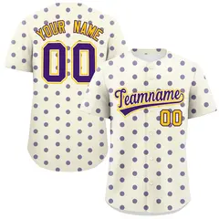 Cream Purple Polka Dot Graffiti Authentic Baseball Jersey 1