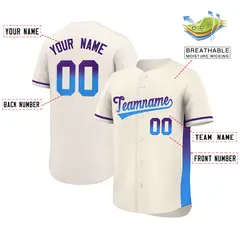 Cream Purple-Powder Blue Gradient Side Baseball Jersey 2