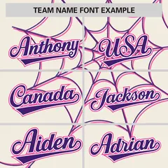 Cream Purple Spider Web Raglan Authentic Baseball Jersey 3