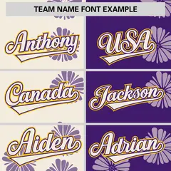 Cream Purple Split Flower Graffiti Authentic Baseball Jersey 3