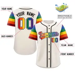 Cream Rainbow Pride Month Raglan Sleeves Baseball Jersey 2
