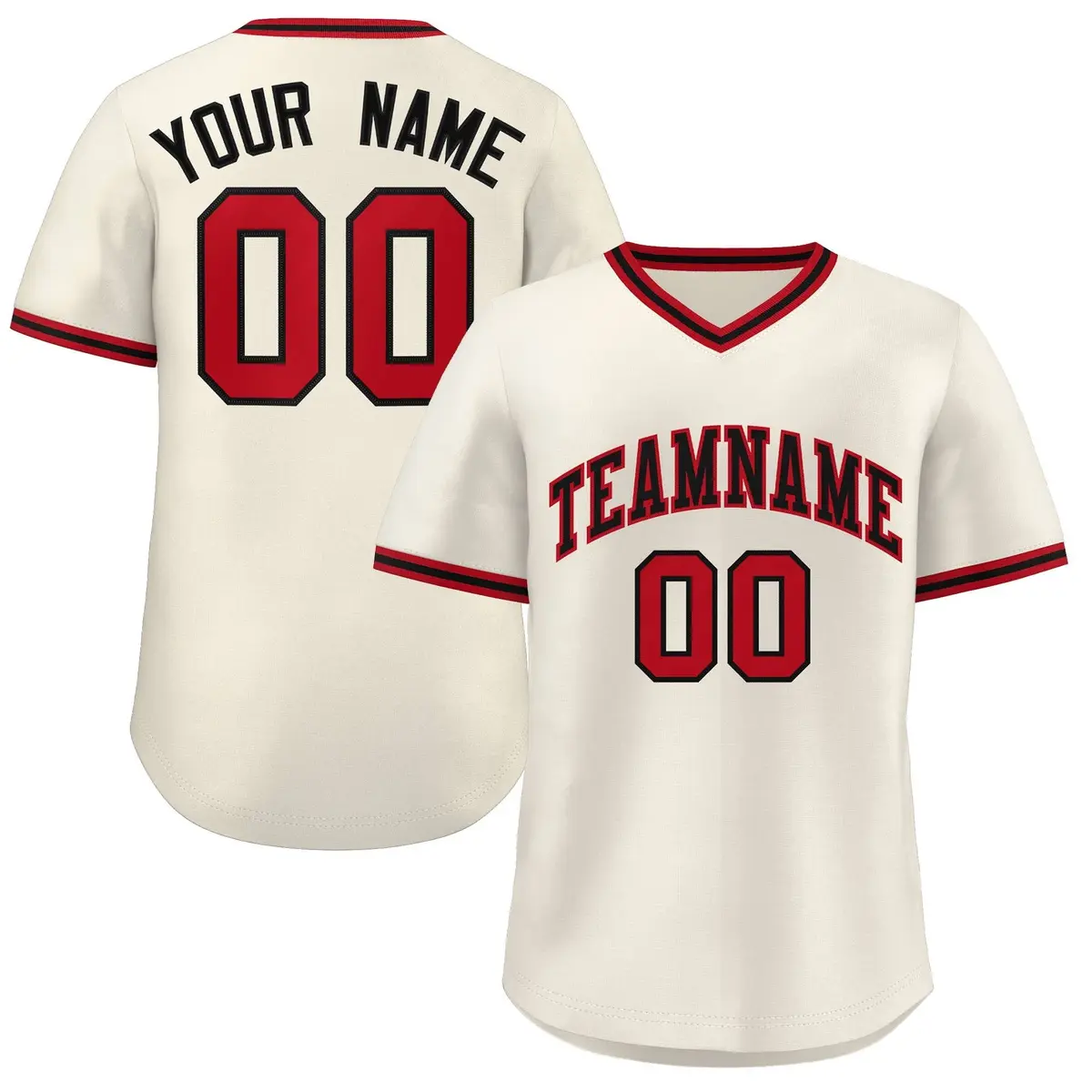 Cream Red-Black Authentic Classic Pullover Baseball Jersey