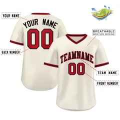 Cream Red-Black Authentic Classic Pullover Baseball Jersey 2
