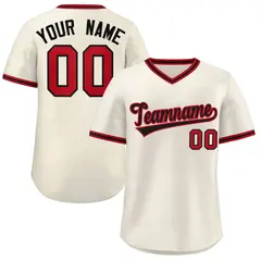 Cream Red-Black Authentic Pullover Baseball Jersey