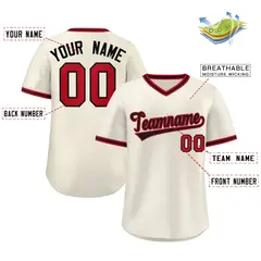Cream Red-Black Authentic Pullover Baseball Jersey 2