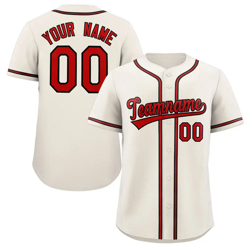 Cream Red-Black Classic Authentic Baseball Jersey