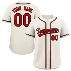 Cream Red-Black Classic Authentic Baseball Jersey 1