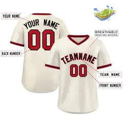 Cream Red-Black Classic Authentic Pullover Baseball Jersey 2