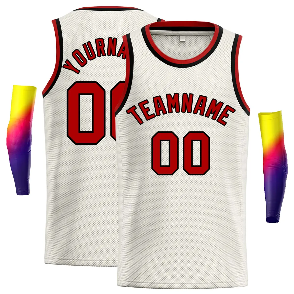 Cream Red-Black Classic Casual Basketball Jersey