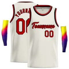 Cream Red-Black Classic Casual Basketball Jersey 1