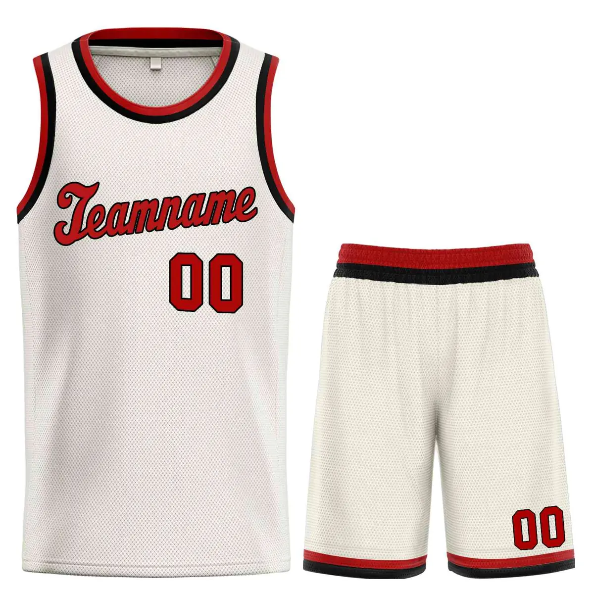 Cream Red-Black Classic Sets Basketball Uniform Jersey