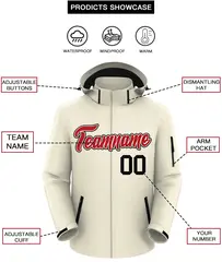Cream Red-Black Classic Waterproof Jacket 2