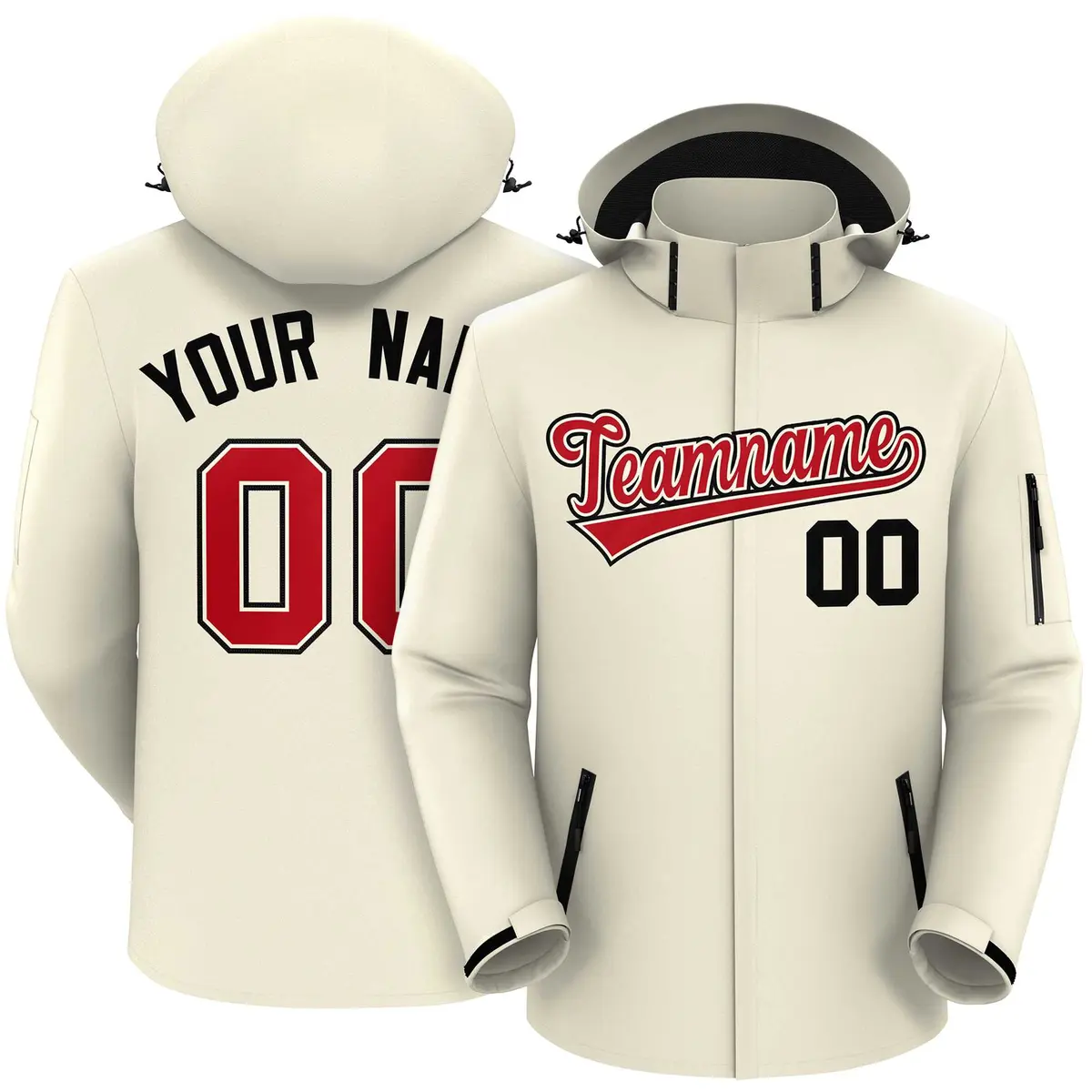 Cream Red-Black Classic Waterproof Jacket