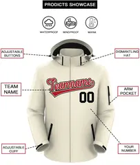 Cream Red-Black Classic Waterproof Jacket 2