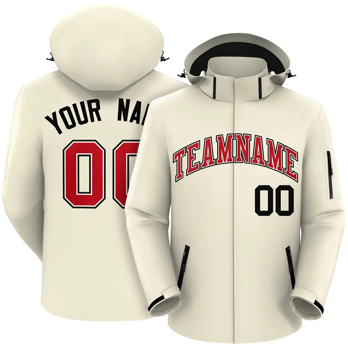 Cream Red-Black Classic Waterproof Jacket