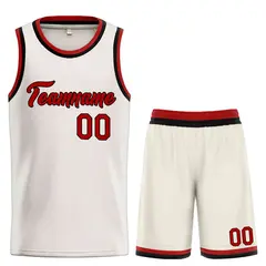 Cream Red-Black Heal Classic Sets Basketball Jersey 1