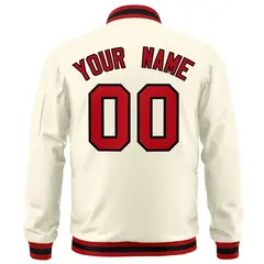 Cream Red-Black Varsity Full-Zip Letterman Bomber Jacket 4