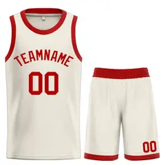 Cream Red Classic Bull Basketball Jersey Sets 1