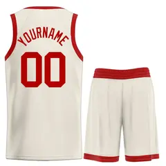 Cream Red Classic Bull Basketball Jersey Sets 2