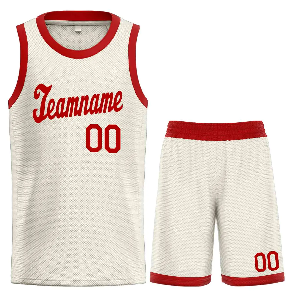 Cream Red Classic Sets Basketball Uniform Jersey