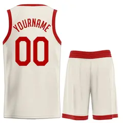 Cream Red Classic Sets Basketball Uniform Jersey 2