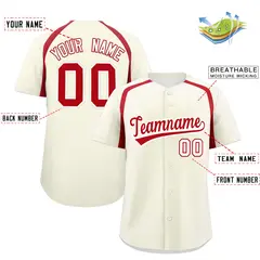 Cream Red Color Block Authentic Baseball Jersey 2