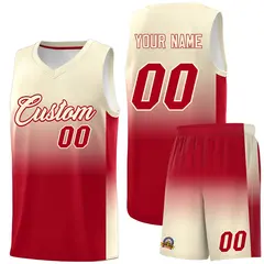 Cream Red Gradient Fashion Basketball Jersey 1