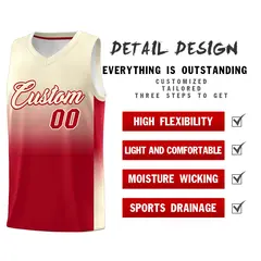 Cream Red Gradient Fashion Basketball Jersey 2