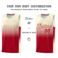 Cream Red Gradient Fashion Basketball Jersey 3