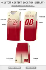 Cream Red Gradient Fashion Basketball Jersey 5