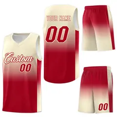 Cream Red Gradient Fashion Basketball Jersey 7