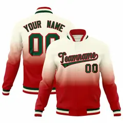 Cream Red Gradient Full-Snap Varsity Letterman Jacket 1