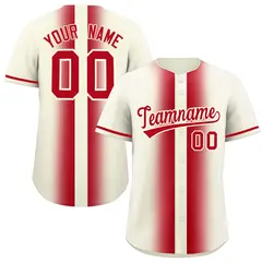 Cream Red Gradient Lapel Fashion Baseball Jersey 1