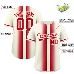 Cream Red Gradient Lapel Fashion Baseball Jersey 2