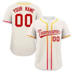 Cream Red Gradient Ribbed Authentic Baseball Jersey 1