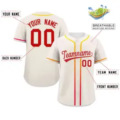 Cream Red Gradient Ribbed Authentic Baseball Jersey 2