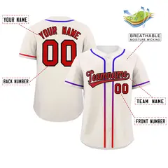 Cream Red Gradient Ribbed Authentic Baseball Jersey 2