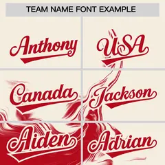Cream Red Ink Pattern Authentic Baseball Jersey 3