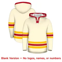 Cream Red Lace-Up Neck Hockey Hoodie 7