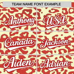 Cream Red Leopard Print Baseball Jersey 3