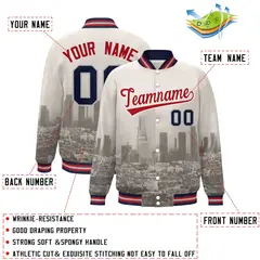 Cream Red Los Angeles Skyline Varsity Full-Snap Track Jacket 2