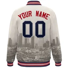 Cream Red Los Angeles Skyline Varsity Full-Snap Track Jacket 4