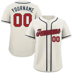 Cream Red-Navy Classic Authentic Baseball Jersey 1