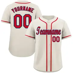 Cream Red-Navy Classic Authentic Baseball Jersey 1