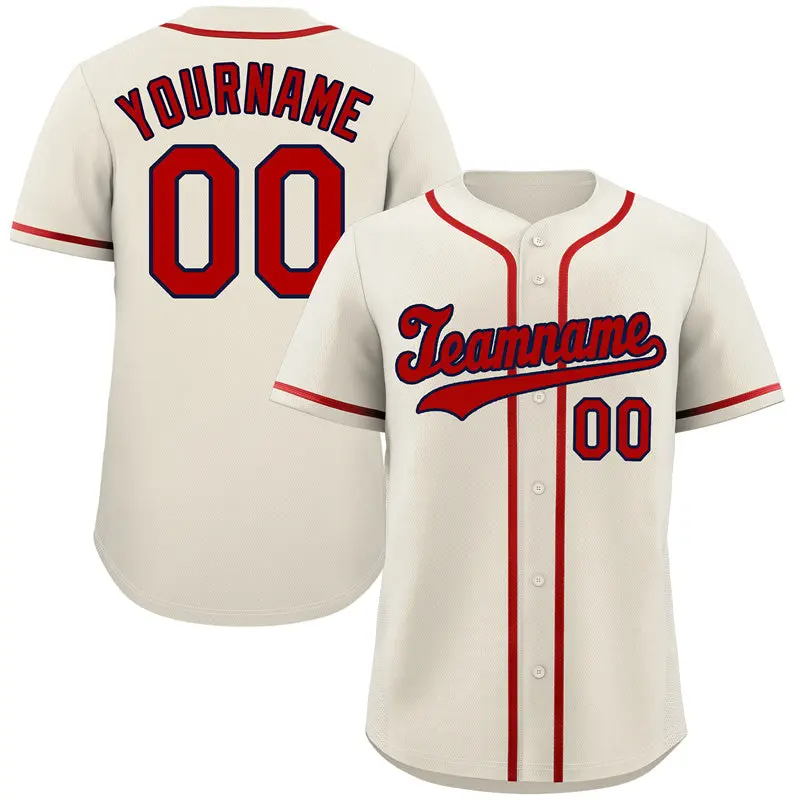 Cream Red-Navy Classic Authentic Baseball Jersey