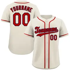 Cream Red-Navy Classic Authentic Baseball Jersey 1